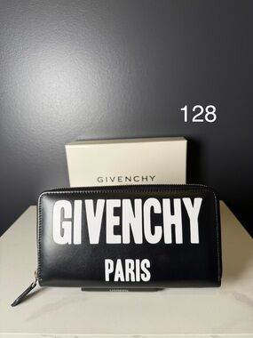 Givenchy Black and White Logo Zip Wallet